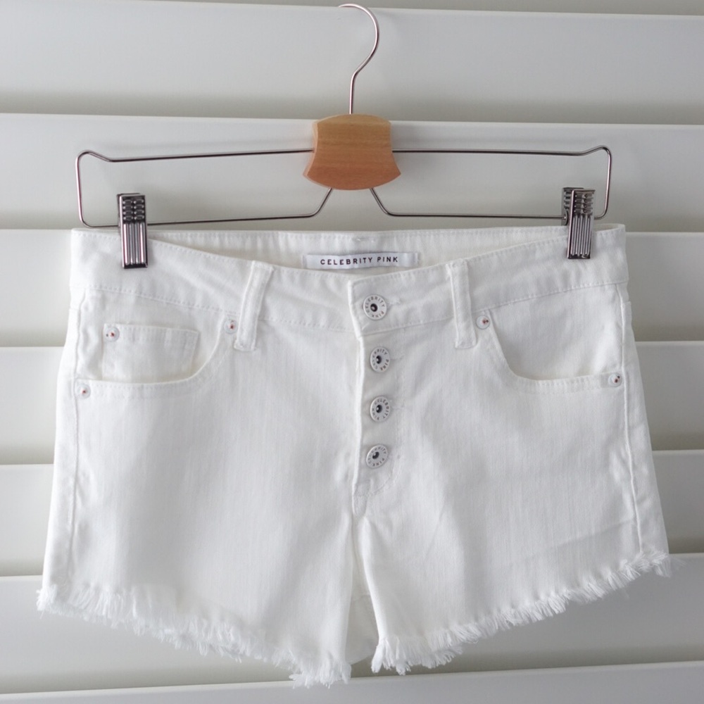 Celebrity Pink White Button Up Shorts